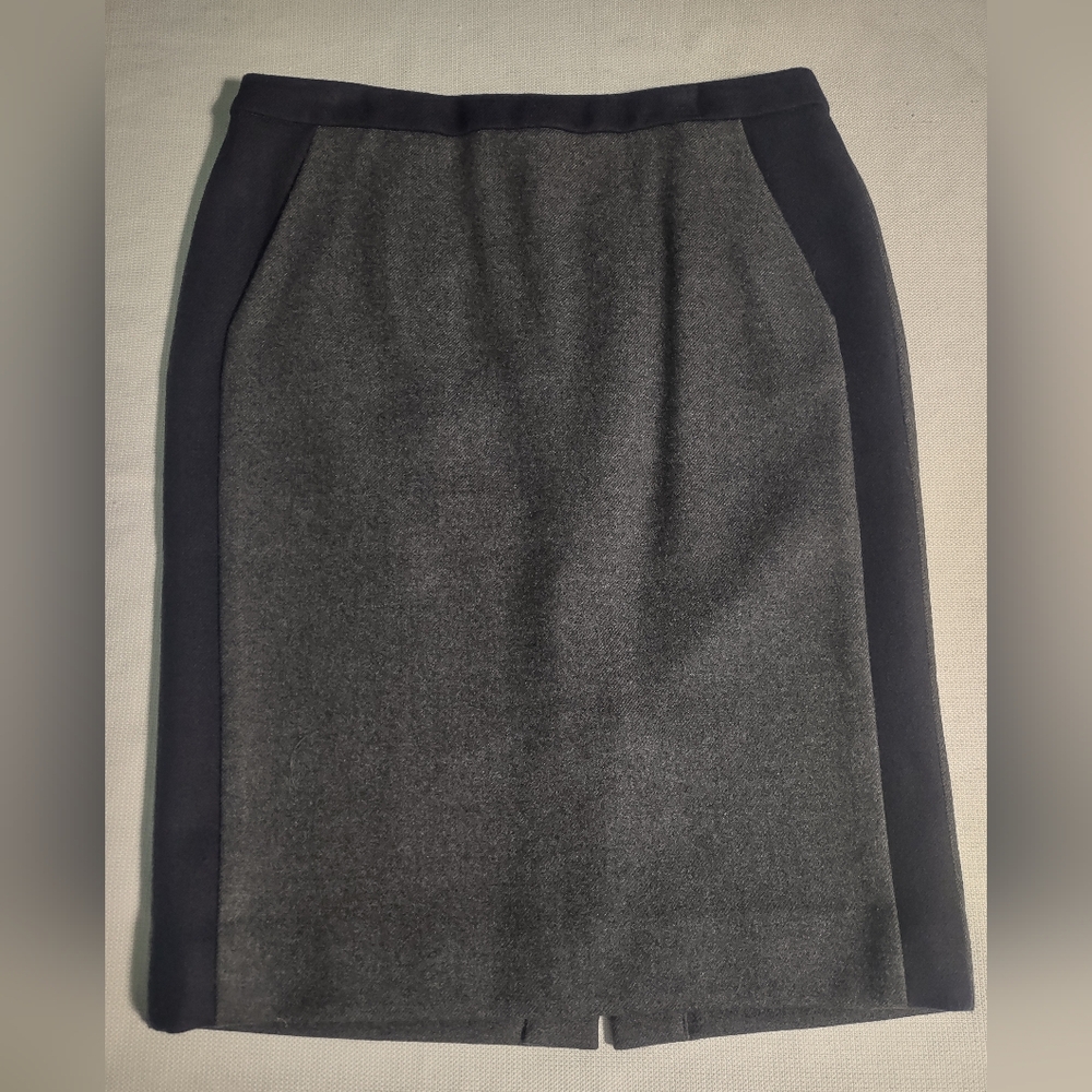J Crew No. 2 Pencil Skirt Wool Sz 6 Gray / Navy